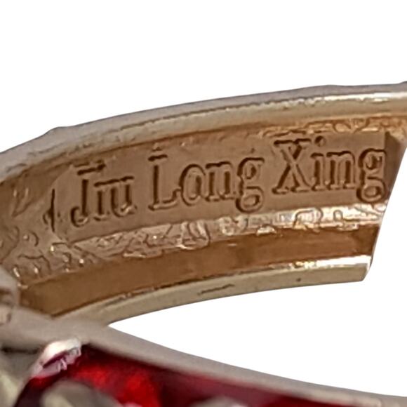 Vintage Jiu Long Xing Cloisonné Bangle Bracelet – Red Enamel Floral - Picture 4 of 10